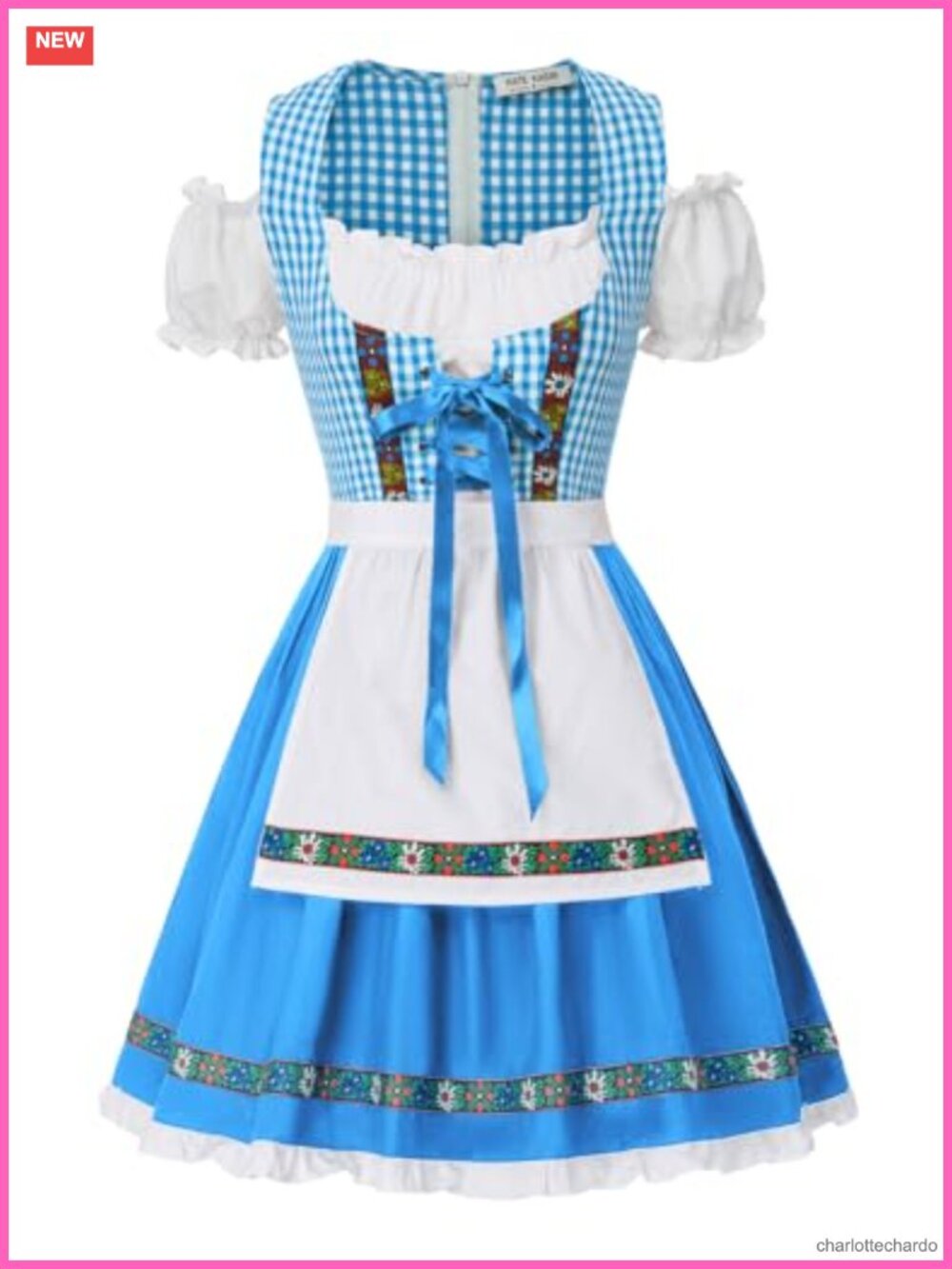 Women's Dirndl Dress with Detachable Apron Oktoberfest Costume